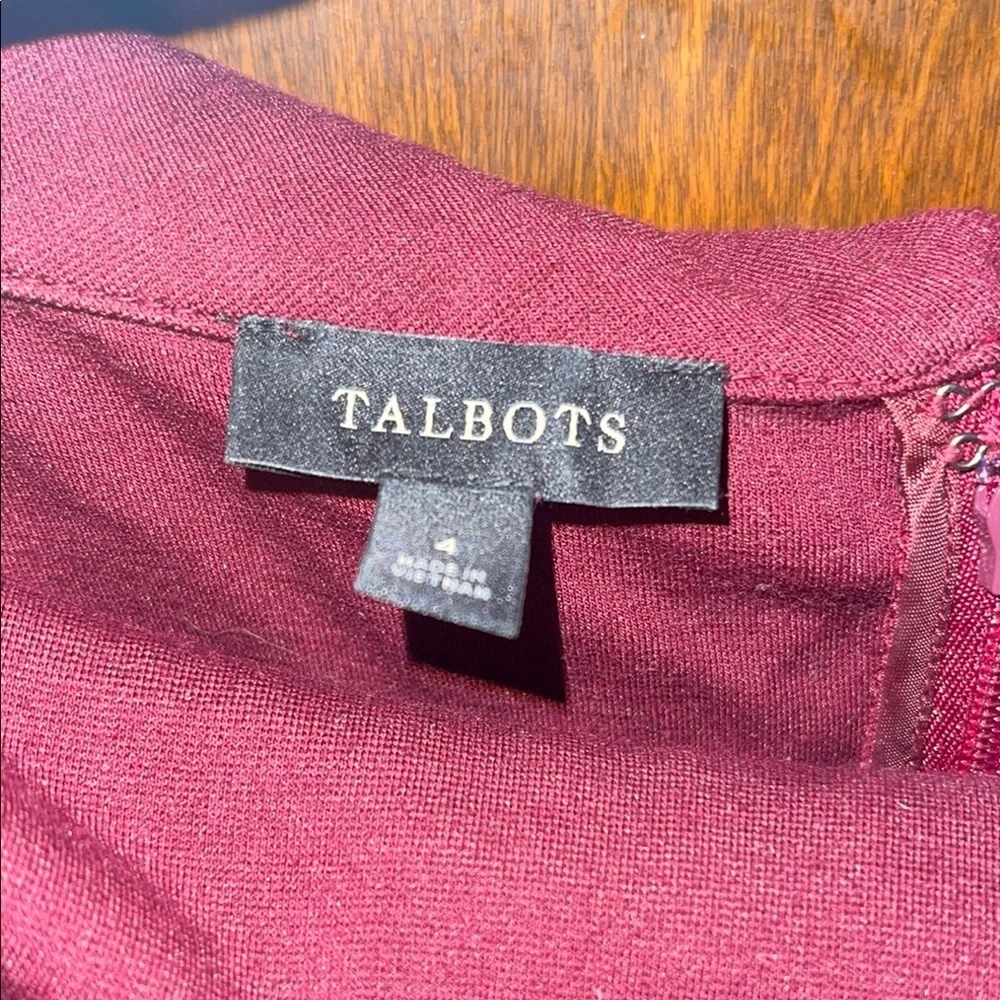 Talbots Red Sheath Dress Cowl Neck 3/4 Sleeves Size 4 - Picture 2 of 4